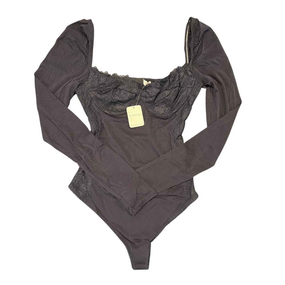 NWT Intimately Free People Lace Mesh Bodysuit, Black, Women's Size Large